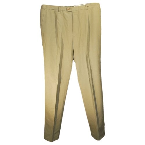 Pre-owned Burberry Wool Trousers In Green