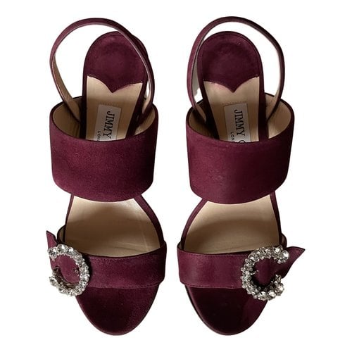 Pre-owned Jimmy Choo Leather Sandals In Burgundy