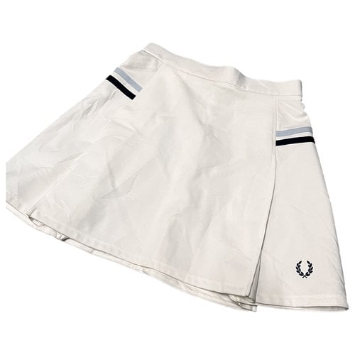 Pre-owned Fred Perry Linen Mini Skirt In White