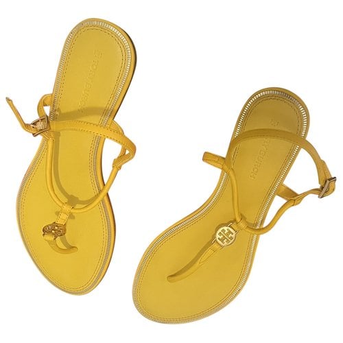 Pre-owned Tory Burch Leather Sandal In Yellow