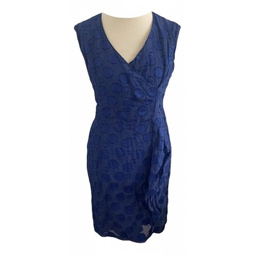 Pre-owned Caroline Biss Linen Mid-length Dress In Blue