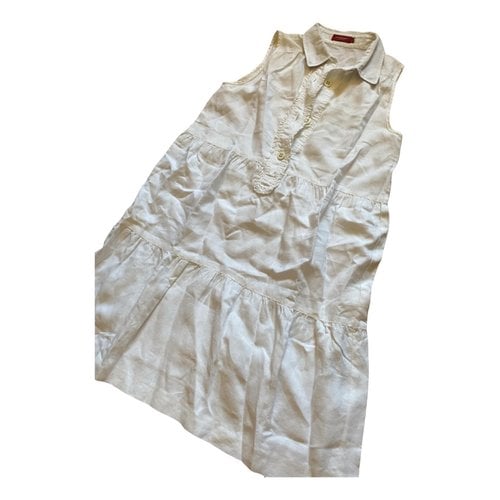 Pre-owned Burberry Linen Mini Dress In White