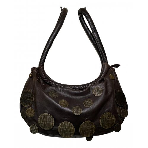 Pre-owned Sonia Rykiel Domino Leather Handbag In Brown