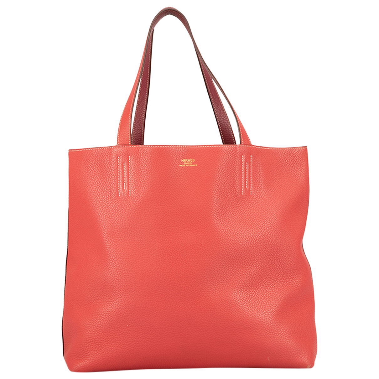 Red Double Leather Tote