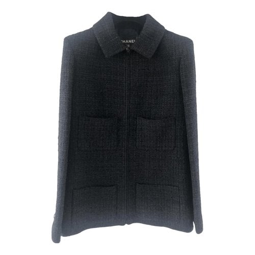 Pre-owned Chanel La Petite Veste Noire Tweed Jacket In Navy