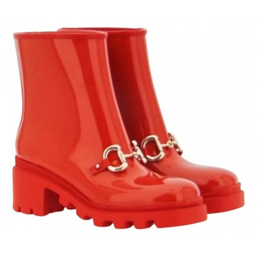 Pre-owned Gucci Ankle Boots In Red