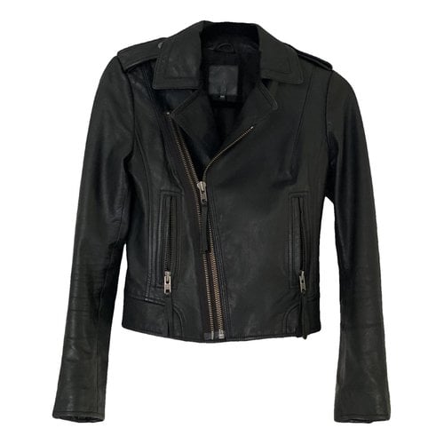Pre-owned Joie Leather Biker Jacket In Black