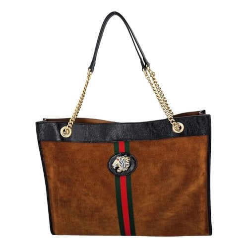 Pre-owned Gucci Rajah Leather Tote In Brown