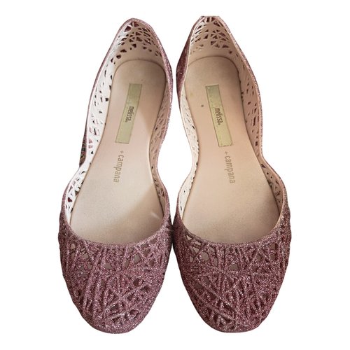 Pre-owned Melissa Glitter Ballet Flats In Pink