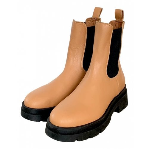 Pre-owned Anine Bing Leather Boots In Camel