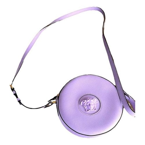 Pre-owned Versace Leather Crossbody Bag In Purple