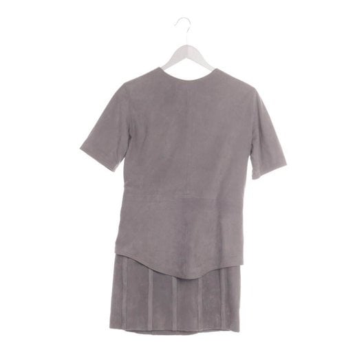 Pre-owned Balmain Leather Dress In Grey