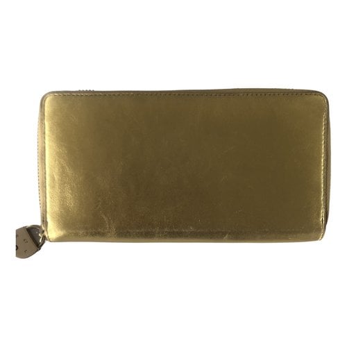 Pre-owned Ralph Lauren Purple Label Leather Wallet In Gold