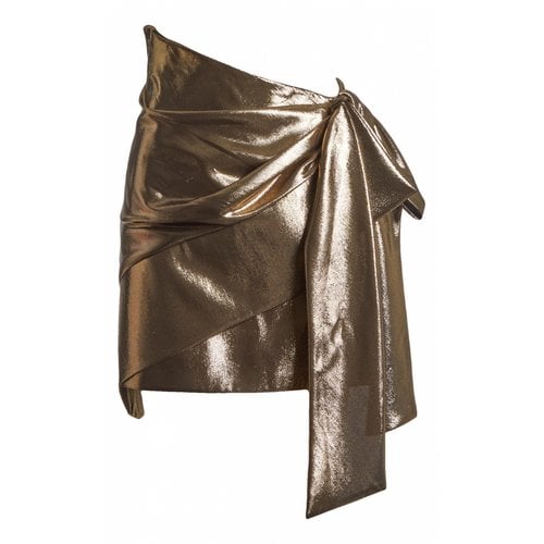 Pre-owned Saint Laurent Silk Mini Skirt In Gold