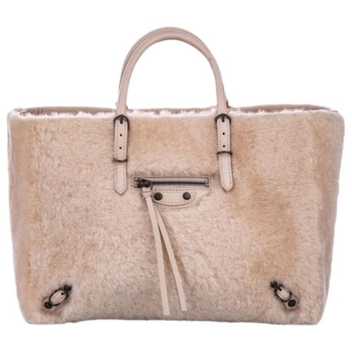 Pre-owned Balenciaga Papier Leather Satchel In Beige