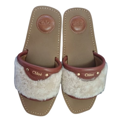 Pre-owned Chloé Leather Mules In Beige