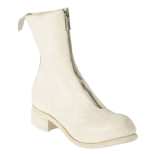 Pre-owned Guidi Leather Ankle Boots In Beige