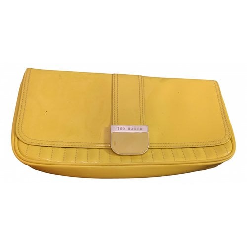 Pre-owned Ted Baker Patent Leather Clutch Bag In Yellow