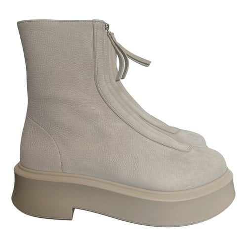 Pre-owned The Row Zipped 1 Leather Boots In Beige