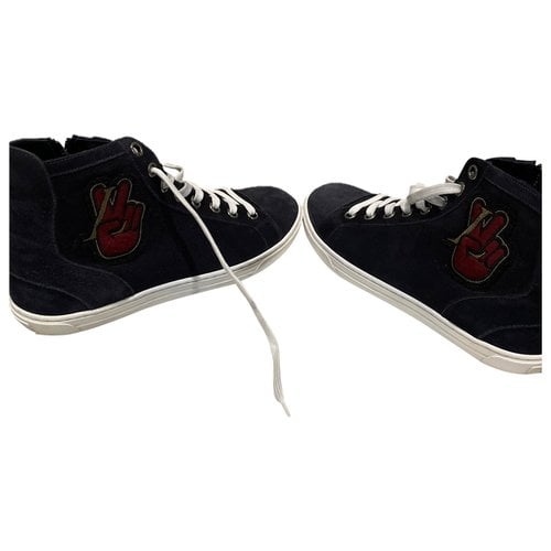 Pre-owned Louis Vuitton Leather High Trainers In Navy