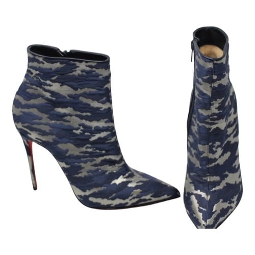 Pre-owned Christian Louboutin Cloth Boots In Blue