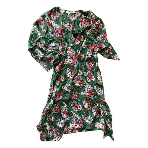 Pre-owned Msgm Silk Dress In Green