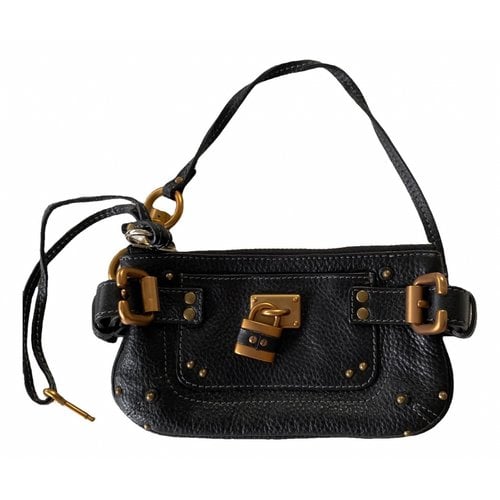 Pre-owned Chloé Paddington Leather Clutch Bag In Black