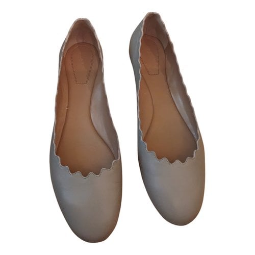 Pre-owned Chloé Leather Ballet Flats In Grey