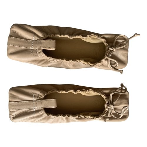Pre-owned Mm6 Maison Margiela Leather Ballet Flats In Beige