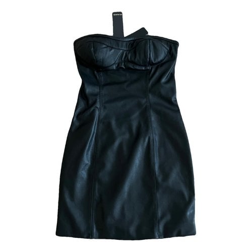Pre-owned Pinko Leather Mini Dress In Black