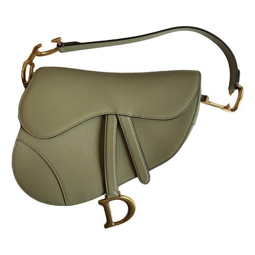 Pre-owned Dior Saddle Leather Handbag In Green
