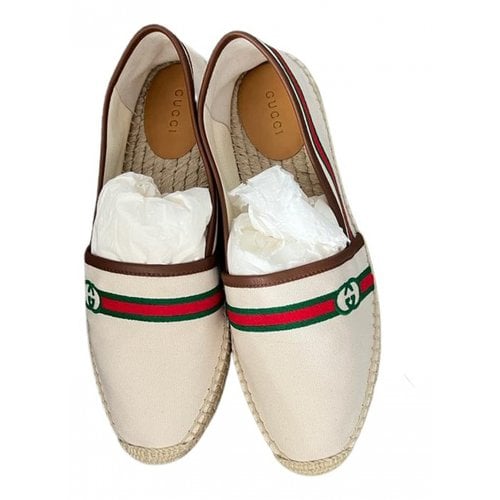 Pre-owned Gucci Cloth Flats In White