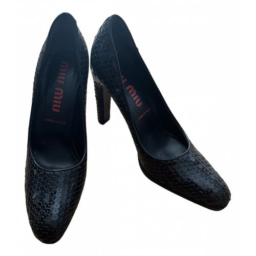 Pre-owned Miu Miu Glitter Heels In Black