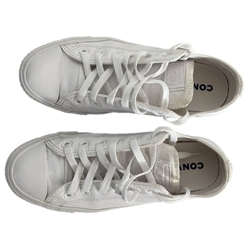 Pre-owned Converse Leather Trainers In White