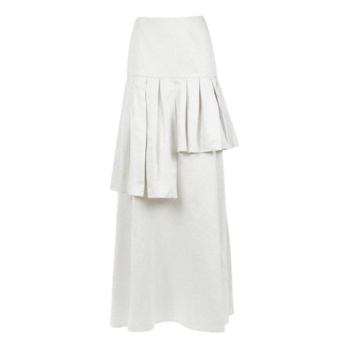 Pre-owned Adriana Degreas Maxi Skirt In White