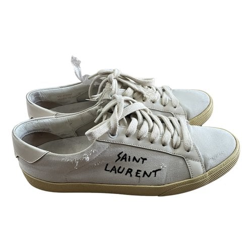 Pre-owned Saint Laurent Court Cloth Trainers In White