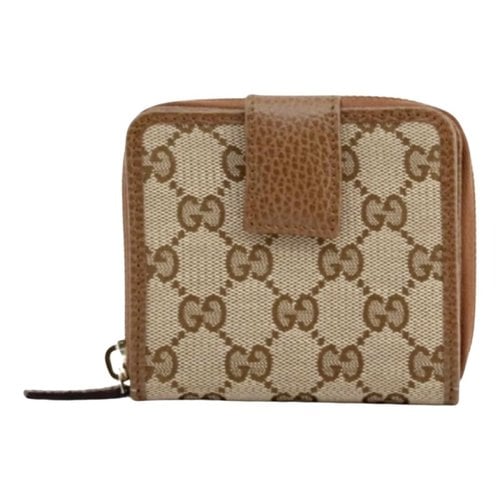 Pre-owned Gucci Cloth Card Wallet In Brown