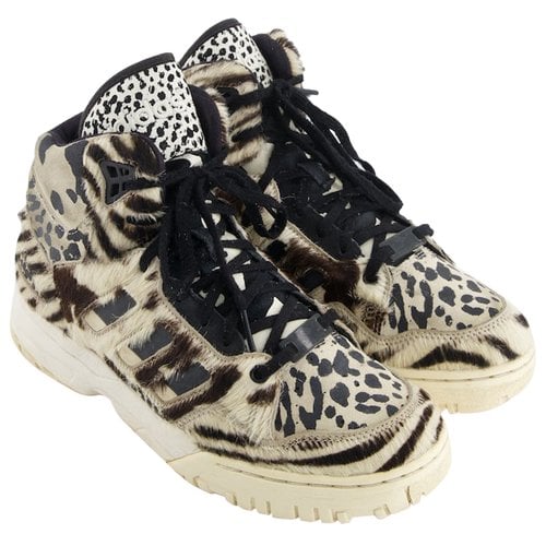 Pre-owned Adidas Originals Faux Fur Trainers In Brown