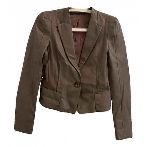 Pre-owned Dorothee Schumacher Leather Blazer In Brown