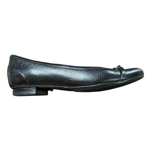 Pre-owned Gucci Leather Ballet Flats In Black