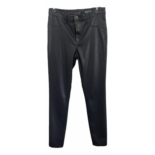 Pre-owned Blanknyc Leather Straight Pants In Black