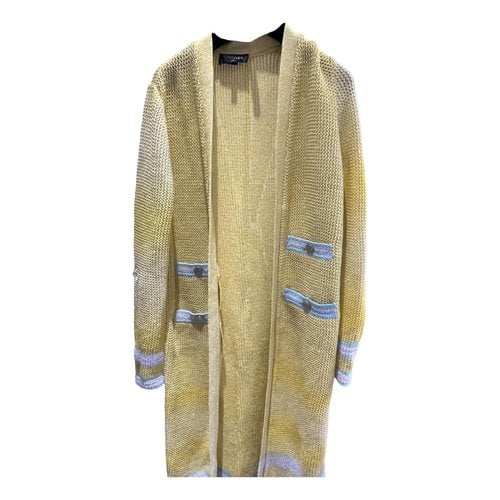 Pre-owned Chanel Linen Cardi Coat In Yellow