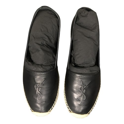 Pre-owned Saint Laurent Leather Espadrilles In Black
