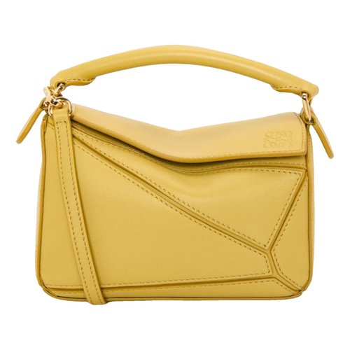 Pre-owned Loewe Puzzle Leather Handbag In Yellow