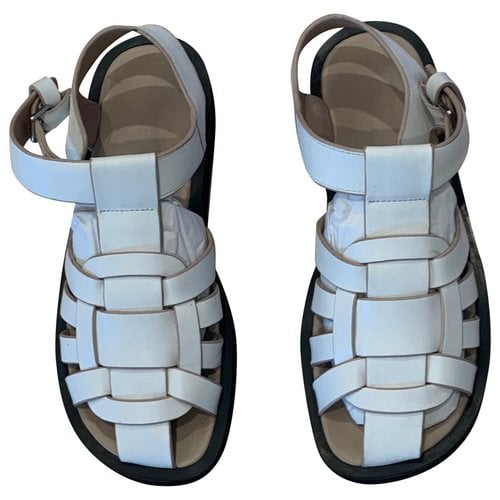 Pre-owned The Row Gaia 2 Leather Sandal In White
