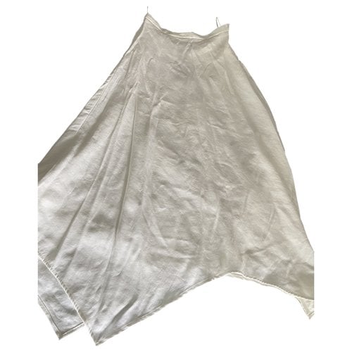 Pre-owned Massimo Dutti Linen Mid-length Skirt In White