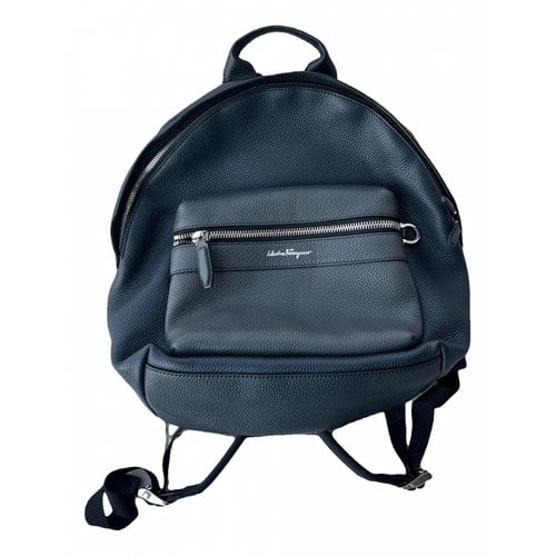 Pre-owned Ferragamo Leather Backpack In Black