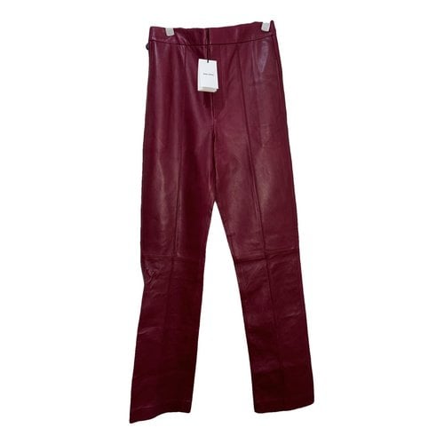 Pre-owned Isabel Marant Leather Trousers In Burgundy