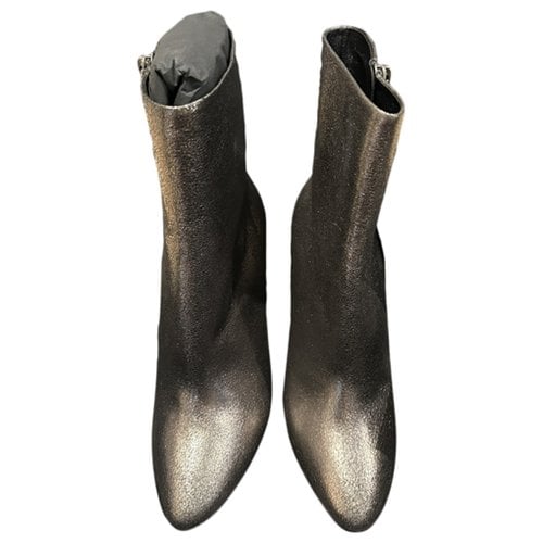Pre-owned Saint Laurent Lou Leather Boots In Metallic