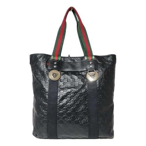 Pre-owned Gucci Patent Leather Tote In Black